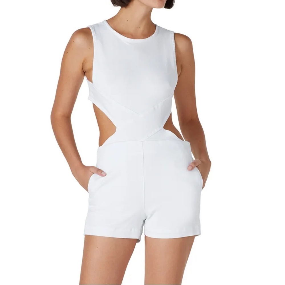 3x1 Aspro Crossbody Cutout Denim Short Romper White Sz Small